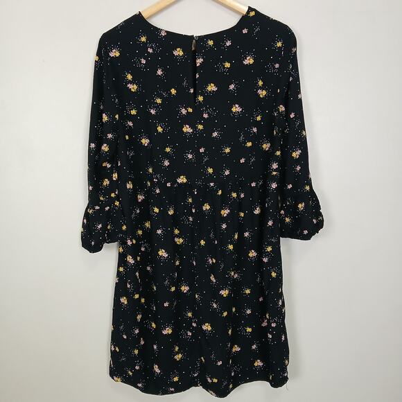 Old Navy Dress Women Medium Dark Floral Boho Cottagecore Ruffle Parisian Casual - Picture 8 of 13